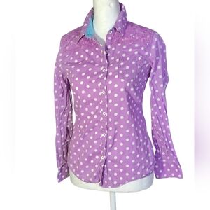 JUSTICE SZ 12 CUTE BUTTON UP WITH LACE AND RHINESTONE DETAIL✅️OFFERS♥️EUC